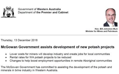 McGowan Government assists development of new potash projects